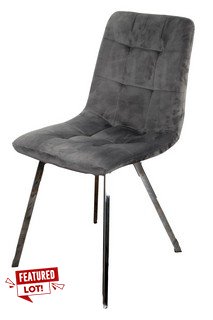 SET OF 2 SQUARED DINING CHAIRS IN GREY - RRP £370: LOCATION - CR8