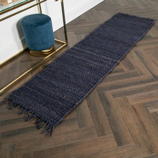 CHUNKY JUTE STYLE FLOOR RUNNER RUG IN NAVY : SIZE 60 X 230CM - RRP £140: LOCATION - CR7