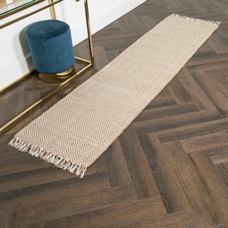 ZIG ZAG JUTE & COTTON FLOOR RUNNER RUG IN NATURAL : SIZE 60 X 230CM - RRP £180: LOCATION - CR7