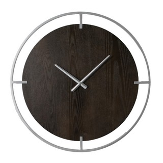 MINIMALIST LARGE WALL CLOCK IN DARK WOOD AND SILVER FINISH - RRP £100: LOCATION - CR7