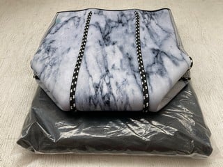 2 X CHUCHKA CARRARA NEOPRENE TOTE BAGS IN WHITE MARBLE - COMBINED RRP £238: LOCATION - CR6