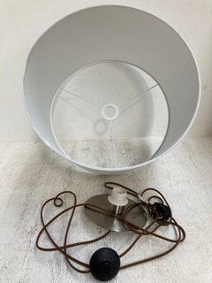 LONG BROWN WIRE LIGHT WITH LARGE WHITE SHADE: LOCATION - BR6