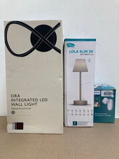 3 X ASSORTED LIGHTING ITEMS TO INCLUDE JOHN LEWIS & PARTNERS ORA INTEGRATED LED LIGHT: LOCATION - BR6