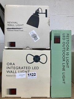 3 X ASSORTED LIGHTING ITEMS TO INCLUDE JOHN LEWIS & PARTNERS ORA INTEGRATED LED LIGHT: LOCATION - BR6