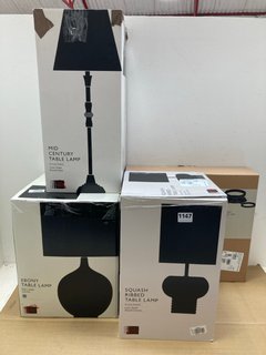 4 X ASSORTED JOHN LEWIS & PARTNERS LIGHTING ITEMS TO INCLUDE SQUASH RIBBED TABLE LAMP: LOCATION - BR7