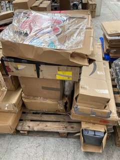 PALLET OF ASSORTED ITEMS TO INCLUDE UNICORN 5 DRAWER STORAGE CHEST: LOCATION - B7 (KERBSIDE PALLET DELIVERY)