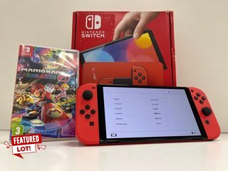 NINTENDO SWITCH OLED MARIO RED EDITION 64GB GAMES CONSOLE IN RED: MODEL NO HEG-001 (WITH BOX & ALL ACCESSORIES, TO INCLUDE MARIO KART 8 DELUXE. MINOR COSMETIC DEFECTS ON SCREEN) [JPTM121569] THIS PRO