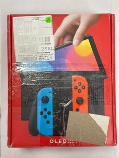 NINTENDO SWITCH OLED MODEL 64 GB GAMES CONSOLE (ORIGINAL RRP - £309) IN NEON BLUE & NEON RED: MODEL NO HEG-001 (WITH BOX & ALL ACCESSORIES) [JPTM121661] THIS PRODUCT IS FULLY FUNCTIONAL AND IS PART O