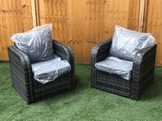 SET OF 2 GARDEN RATTAN ARMCHAIR IN GREY