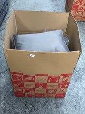 BOX OF ASSORTED GARDEN CUSHIONS TO INCLUDE 1 SEATER CHAIR CUSHIONS IN GREY (KERBSIDE PALLET DELIVERY)