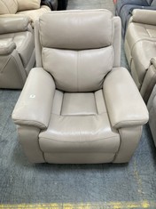 LA-Z-BOY 1 SEATER POWER RECLINER LEATHER CHAIR WITH HEAD TILT IN OYSTER GREY