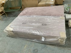 JOHN LEWIS APPROX 180CM BED BASE IN LIGHT PINK VELVET (KERBSIDE PALLET DELIVERY)