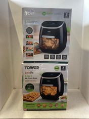 2 X TOWER 11L 5-IN-1 DIGITAL AIR FRYER OVEN WITH ROTISSERIE - BLACK - RRP £120 / EACH