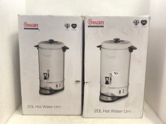 2 X SWAN 20L HOT WATER URN - MODEL NO.: SWU20L - TOTAL RRP £220