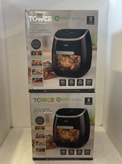 2 X TOWER 11L 5-IN-1 DIGITAL AIR FRYER OVEN WITH ROTISSERIE - BLACK - RRP £120 / EACH