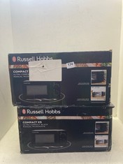 2 X RUSSELL HOBBS COMPACT XS BLACK MANUAL MICROWAVE - MODEL NO.: RHM1401B