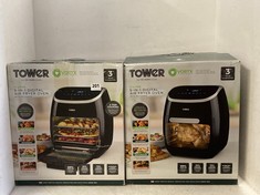 2 X TOWER 11L 5-IN-1 DIGITAL AIR FRYER OVEN WITH ROTISSERIE - BLACK - RRP £120 / EACH