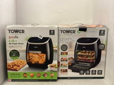 2 X TOWER 11L 5-IN-1 DIGITAL AIR FRYER OVEN WITH ROTISSERIE - BLACK - RRP £120 / EACH