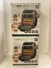 2 X TOWER 11L 5-IN-1 DIGITAL AIR FRYER OVEN WITH ROTISSERIE - BLACK - RRP £120 / EACH