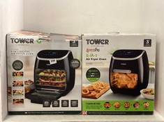 2 X TOWER 11L 5-IN-1 DIGITAL AIR FRYER OVEN WITH ROTISSERIE - BLACK - RRP £120 / EACH