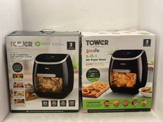 2 X TOWER 11L 5-IN-1 DIGITAL AIR FRYER OVEN WITH ROTISSERIE - BLACK - RRP £120 / EACH