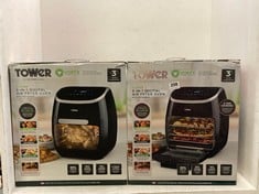 2 X TOWER 11L 5-IN-1 DIGITAL AIR FRYER OVEN WITH ROTISSERIE - BLACK - RRP £120 / EACH