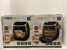 2 X TOWER 11L 5-IN-1 DIGITAL AIR FRYER OVEN WITH ROTISSERIE - BLACK - RRP £120 / EACH