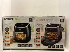 2 X TOWER 11L 5-IN-1 DIGITAL AIR FRYER OVEN WITH ROTISSERIE - BLACK - RRP £120 / EACH