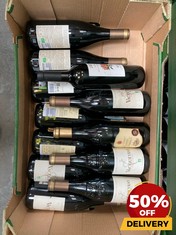 12XBOTTLES OF ASSORTED RED WINE TO INCLUDE SANTENZO LANGHE DRY RED WINE 2021 75CL (18+ ONLY) (COLLECTION DAYS MONDAY 19TH - WEDNESDAY 21ST AUGUST)