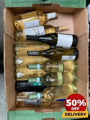 12 X BOTTLES OF ASSORTED WHITE WINE TO INCLUDE BODEGAS LA ROSA CXV CIENTOQUINCE 2021 DRY WHITE WINE 75CL (18+ ONLY) (COLLECTION DAYS MONDAY 19TH - WEDNESDAY 21ST AUGUST)