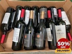 12 X BOTTLES OF ASSORTED RED WINE TO INCLUDE ANDEAN VINEYARDS 2022 MALBEC DRY RED WINE 75CL (18+ ONLY) (COLLECTION DAYS MONDAY 19TH - WEDNESDAY 21ST AUGUST)