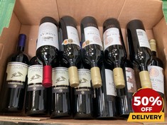 12 X BOTTLES OF ASSORTED RED WINE TO INCLUDE ESTATE BOTTLES RESERVA SOL DE CHILE 2020 MERLOT DRY RED WINE 75CL (18+ ONLY) (COLLECTION DAYS MONDAY 19TH - WEDNESDAY 21ST AUGUST)