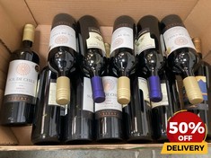 12 X BOTTLES OF ASSORTED RED WINE TO INCLUDE ESTATE BOTTLES RESERVA SOL DE CHILE 2020 MERLOT DRY RED WINE 75CL (18+ ONLY) (COLLECTION DAYS MONDAY 19TH - WEDNESDAY 21ST AUGUST)