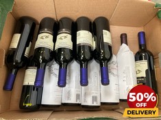 12 X BOTTLES OF ASSORTED RED WINE TO INCLUDE DUCA DI SASSETS PUGLIA NERO DI TROIA 2021 MEDIUM DRY RED WINE 75CL (18+ ONLY) (COLLECTION DAYS MONDAY 19TH - WEDNESDAY 21ST AUGUST)