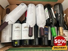 12 X BOTTLES OF ASSORTED RED WINE TO INCLUDE ANDEAN VINEYARDS 2022 MALBEC DRY RED WINE 75CL (18+ ONLY) (COLLECTION DAYS MONDAY 19TH - WEDNESDAY 21ST AUGUST)