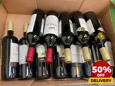 12 X BOTTLES OF ASSORTED RED WINE TO INCLUDE ESTATE BOTTLES RESERVA SOL DE CHILE 2020 MERLOT DRY RED WINE 75CL (18+ ONLY) (COLLECTION DAYS MONDAY 19TH - WEDNESDAY 21ST AUGUST)