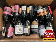 12 X BOTTLES OF ASSORTED RED WINE TO INCLUDE CIGAR BOX OLD VINE VINTAGE HAND HARVESTED 2022 PINOT NOIR DRY RED WINE 75CL (18+ ONLY) (COLLECTION DAYS MONDAY 19TH - WEDNESDAY 21ST AUGUST)