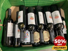 12 X BOTTLES OF ASSORTED RED WINE TO INCLUDE LAUS BARRICA MERLOT 2021 DRY RED WINE 75CL (18+ ONLY) (COLLECTION DAYS MONDAY 19TH - WEDNESDAY 21ST AUGUST)