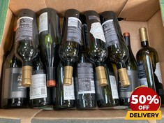 12 X BOTTLES OF ASSORTED WHITE WINE TO INCLUDE DUCA DI SASSETA TERRE SICILIANE CARRICANTE 2022 DRY WHITE WINE 75CL (18+ ONLY) (COLLECTION DAYS MONDAY 19TH - WEDNESDAY 21ST AUGUST)