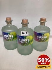 3 X BOTTLES OF PREMIUM SUPERB VODKA LIME 40% 70CL (18+ ONLY) (COLLECTION DAYS MONDAY 19TH - WEDNESDAY 21ST AUGUST)