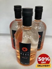 3 X BOTTLES OF SHETLAND REEL GIN WILD FIRE SPICED GIN 40% 700ML (18+ ONLY) (COLLECTION DAYS MONDAY 19TH - WEDNESDAY 21ST AUGUST)