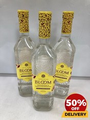 3 X BOTTLES OF BLOOM PASSIONFRUIT & VANILLA BLOSSOM GIN 40% 70CL (18+ ONLY) (COLLECTION DAYS MONDAY 19TH - WEDNESDAY 21ST AUGUST)