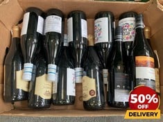 12XBOTTLES OF ASSORTED RED WINE TO INCLUDE SANTENZO LANGHE DRY RED WINE 2021 75CL (18+ ONLY) (COLLECTION DAYS MONDAY 19TH - WEDNESDAY 21ST AUGUST)