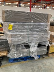 PALLET OF ASSORTED BED BASES / PARTS TO INCLUDE APPROX 150CM BED BASE IN LIGHT GREY FABRIC (KERBSIDE PALLET DELIVERY)