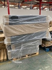 PALLET OF ASSORTED BED BASES / PARTS TO INCLUDE APPROX 135CM BED BASE IN LIGHT GREY FABRIC (KERBSIDE PALLET DELIVERY)