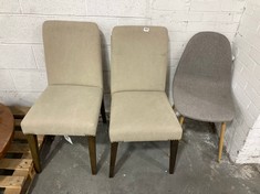 PAIR OF MADISON DINING CHAIRS CEMENT LINEN RRP- £499.95 AND MILLICAN DINING CHAIR LIGHT GREY & OAK RRP- £199.95