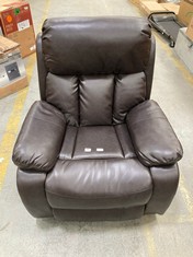 ELECTRIC RECLINER ARMCHAIR IN DARK BROWN LEATHER