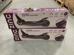 2 X ZINC E4 FOLDING ELECTRIC SCOOTER - TOTAL LOT RRP £152 (COLLECTION ONLY)