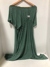 BLACKBERRY SHORT SLEEVE MAXI DRESS GREEN/WHITE POLKA DOT FREESIZE