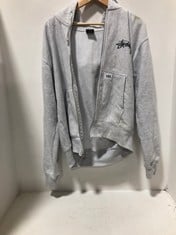 STUSSY SHATTERED 8 BALL ZIPPED HOODIE LIGHT GREY MARL SIZE M RRP- £124